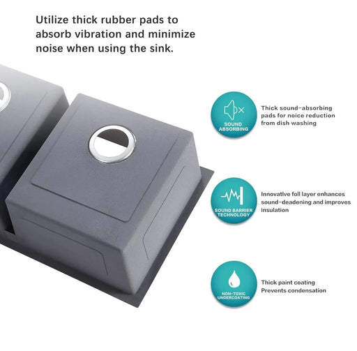 32' L X 19' W Undermount Double Bowl 16 Gauge 304 Stainless Steel Kitchen Sink (Sink Only) Default -DTYStore