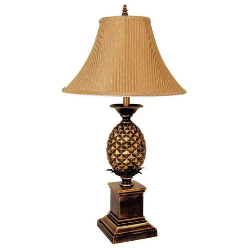 32' Tall Metal Table Lamp with Antique Gold finish, Pineapple design Default -DTYStore