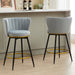 Counter Height Bar Stools Set of 2, 360Â° Swivel Upholstered Barstools with Backs and Metal Legs, 26" H Seat Height, Velvet Fabric,Goldy Footrest - DTYStore