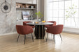 040-Set of 2 Boucle Fabric Dining Chairs With Black Metal Legs,Wine Red - DTYStore
