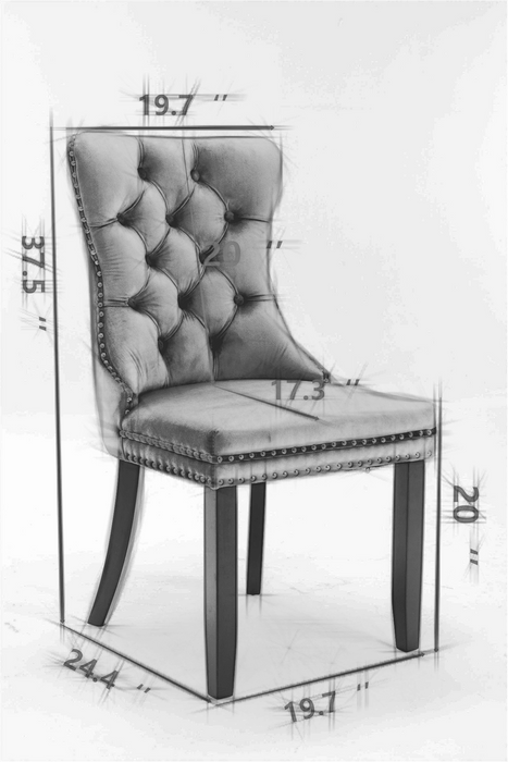 Nikki Collection Modern, High-end Tufted Solid Wood Contemporary Velvet Upholstered Dining Chair with Wood Legs Nailhead Trim 2-Pcs Set,Green - DTYStore