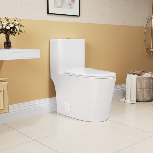 1.1/1.6 GPF Elongated Comfort Height Floor Mounted One-Piece Toilet ,  CUPC Certified, WaterSense Cetified, Ceramic, White Color, Soft Close Seat - Image 21