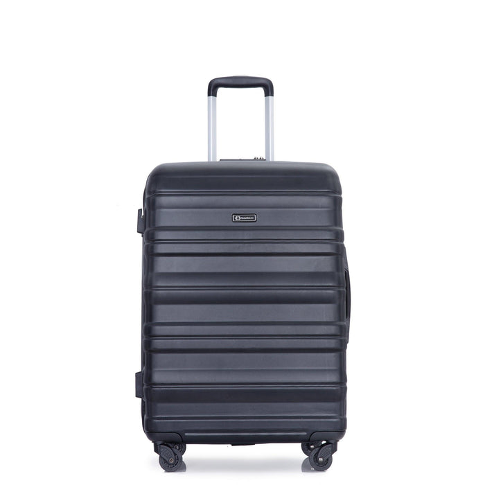 Expandable 3 Piece Luggage Sets PC Lightweight & Durable Suitcase with Two Hooks, Spinner Wheels, TSA Lock, (21/25/29) Black - DTYStore