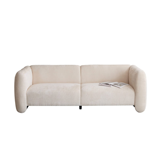Tonson Wave Design 3-Seater Sofa, Beige Fabric, 83 Inches