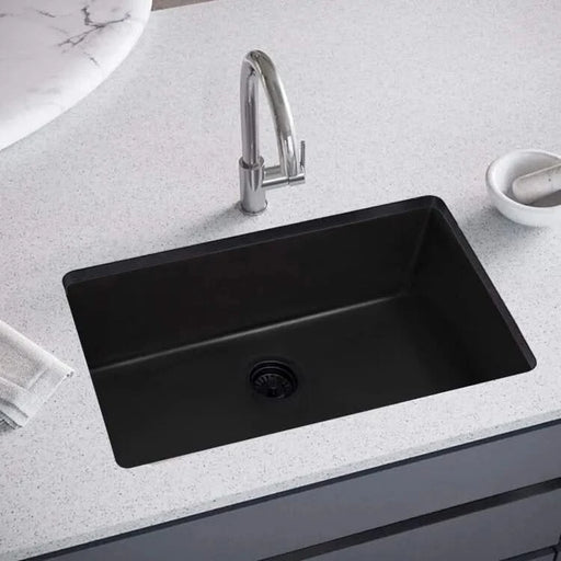32x19 inch Undermount Kitchen Sink 16 Gauge Stainless Steel Single Bowl Kitchen Sink Gunmetal Black Default -DTYStore
