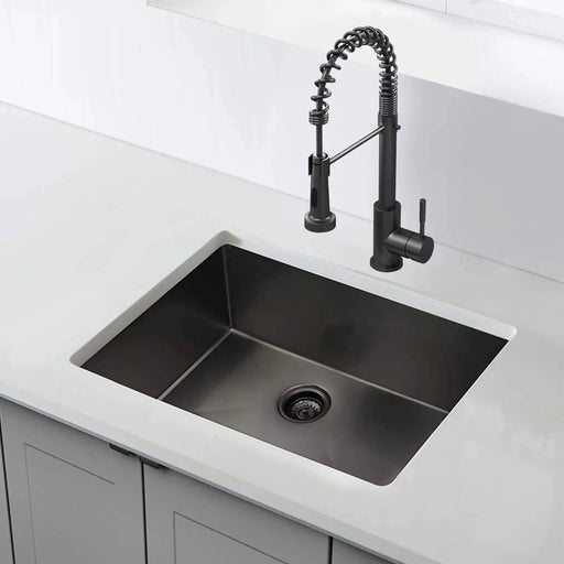 32x19 inch Undermount Kitchen Sink 16 Gauge Stainless Steel Single Bowl Kitchen Sink Gunmetal Black Default -DTYStore