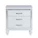 Contemporary Nightstands with mirror frame accents, Bedside Table with two drawers and one hidden drawer, End Table with Crystal Pull for Living Room,Bedroom, White