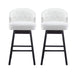 33.25' Swivel Counter Stools Set of 2, Upholstered Counter Height Bar Stools with Solid Rubber Wood Frame, Backrest, Footrest, Armless Barstools for Home Bar, Kitchen Counter, Black + Beige Default -DTYStore