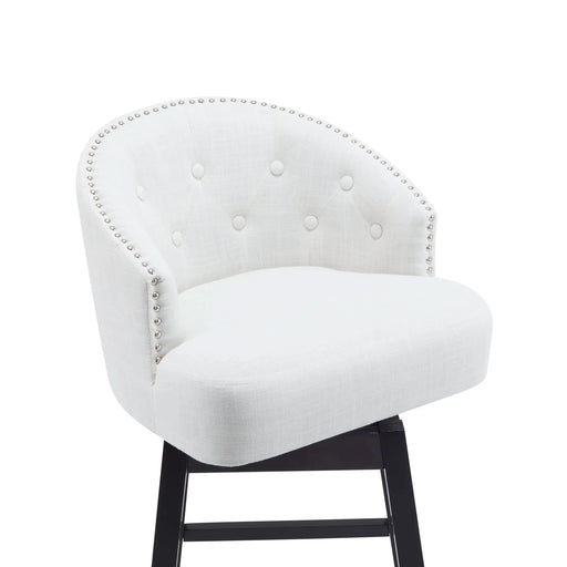 33.25' Swivel Counter Stools Set of 2, Upholstered Counter Height Bar Stools with Solid Rubber Wood Frame, Backrest, Footrest, Armless Barstools for Home Bar, Kitchen Counter, Black + Beige Default -DTYStore