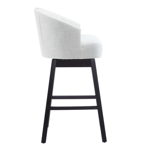 33.25' Swivel Counter Stools Set of 2, Upholstered Counter Height Bar Stools with Solid Rubber Wood Frame, Backrest, Footrest, Armless Barstools for Home Bar, Kitchen Counter, Black + Beige Default -DTYStore