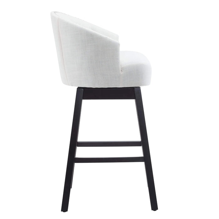 33.25' Swivel Counter Stools Set of 2, Upholstered Counter Height Bar Stools with Solid Rubber Wood Frame, Backrest, Footrest, Armless Barstools for Home Bar, Kitchen Counter, Black + Beige Default -DTYStore