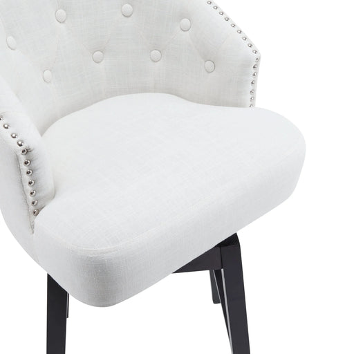 33.25' Swivel Counter Stools Set of 2, Upholstered Counter Height Bar Stools with Solid Rubber Wood Frame, Backrest, Footrest, Armless Barstools for Home Bar, Kitchen Counter, Black + Beige Default -DTYStore