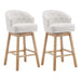 33.25' Swivel Counter Stools Set of 2, Upholstered Counter Height Bar Stools with Solid Rubber Wood Frame, Backrest, Footrest, Armless Barstools for Home Bar, Kitchen Counter, Natural + Beige Default -DTYStore