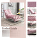COOMORE Velvet Chaise Lounge Indoor,Button-Tufted Upholstered Chaise Lounge Chair with Pillow for Bedroom Living Room Office (Pink Velvet) - DTYStore