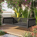 Patio Minimalist Twin Size Garden Swing Bed Wood Porch Swing with Ropes for Backyard, Safe Sloped Design, Black - DTYStore