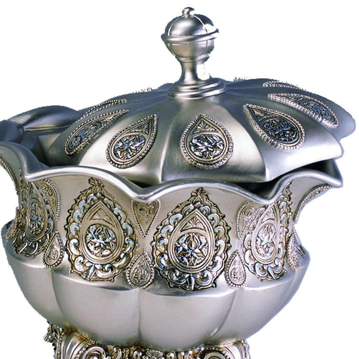 8" Tall Polyresin Decorative Jewelry Box, Silver Royal design - DTYStore