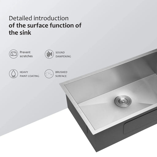 33 Inch Undermount Sink - 33' x 19' x 9' Undermount Stainless Steel Kitchen Sink 16 Gauge 9 Inch Deep Single Bowl Kitchen Sink Basin, Includes Drain Assembly (No Additional Accessories) Default -DTYStore
