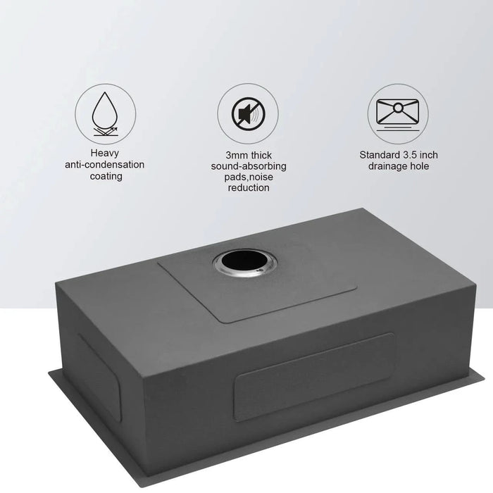 33 Inch Undermount Sink - 33' x 19' x 9' Undermount Stainless Steel Kitchen Sink 16 Gauge 9 Inch Deep Single Bowl Kitchen Sink Basin, Includes Drain Assembly (No Additional Accessories) - DTY Store