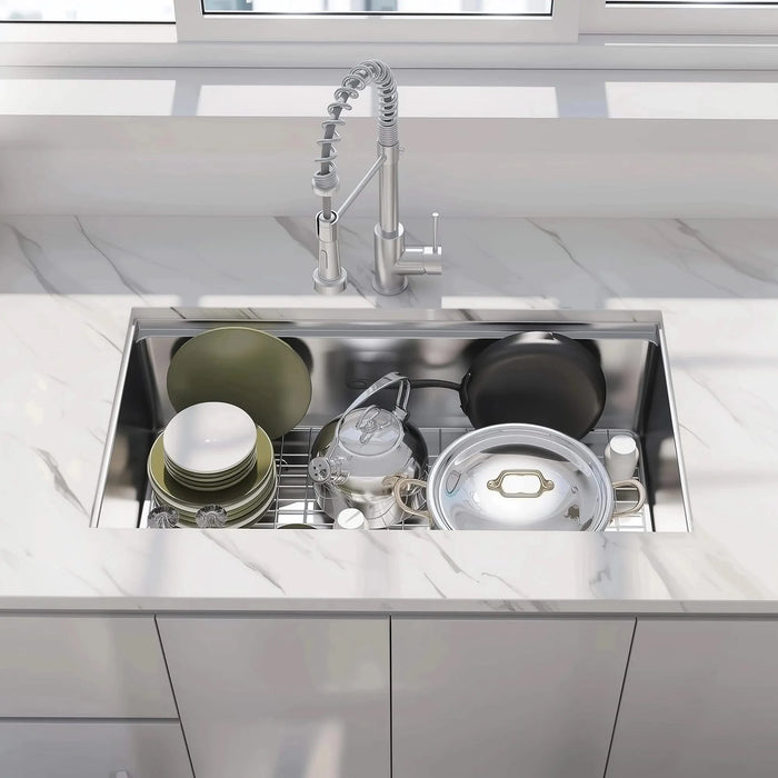 33 Undermount Workstation Sink-33 x 19 Inch Undermount Stainless Steel Kitchen Sink 18 Gauge, Handmade R10 Radius 10 Inch Deep Undermount Single Bowl Sink with Accessories Default -DTYStore