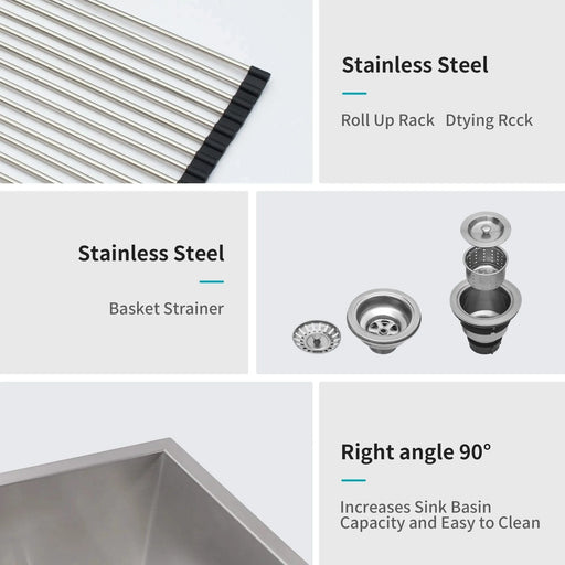 33 x 19 x 10 Inches Modern Undermount Double Bowl Kitchen Sink 60/40 Design Brushed Nickel Stainless Steel Default -DTYStore