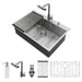 33 x 22 inch Stainless Steel 33' Drop-in Kitchen Sink with Pull-Down Faucet and Soap Dispenser, Brushed Nickel Finish - DTY Store
