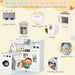 Kids Wooden Kitchen Playset with Sound Effects and Tons of Countertop Space, Wooden Corner Play Kitchen Set with Washing Machine, Imaginative Toy Pretend Restaurant, Ages 3-6, White - DTYStore