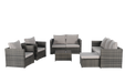 5 Piece Patio Furniture Set,Outdoor Wicker Rattan Sofa Conversation Set All Weather Patio Sectional Sofa Set with Glass Table, Cushions and Pillows for Garden, Backyard - DTYStore