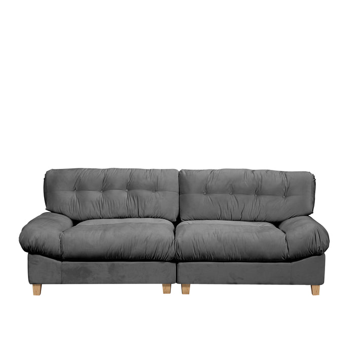 90.5 inch Cloud compression sofa, Love seat sofa, frosted velvet minimalist modern sofa, suitable for living room, apartment, bedroom, office,dark gray