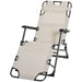 Outsunny Folding Chaise Lounge Chair for Outside, 2-in-1 Tanning Chair with Pillow & Pocket, Adjustable Pool Chair for Beach, Patio, Lawn, Deck, Cream White - DTYStore