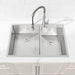 33'x19' Embedded Double Bowl Kitchen Sink, Overmount Handmade Sink in Brushed (Sink only) - DTY Store
