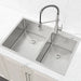 33'x19' Embedded Double Bowl Kitchen Sink, Overmount Handmade Sink in Brushed (Sink only)- DTY Store