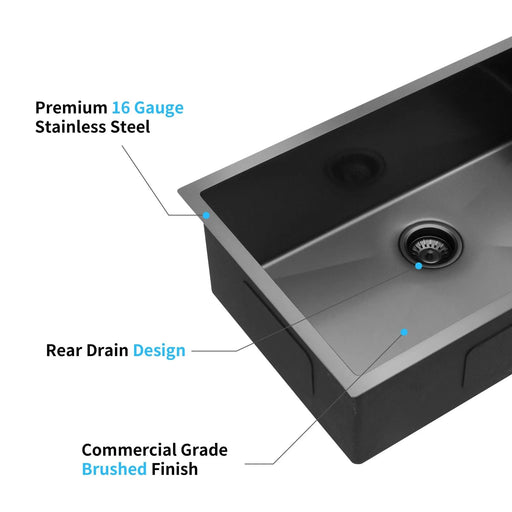 33x19x10'Undermount Single Bowl Stainless Steel Kitchen Sink Default -DTYStore