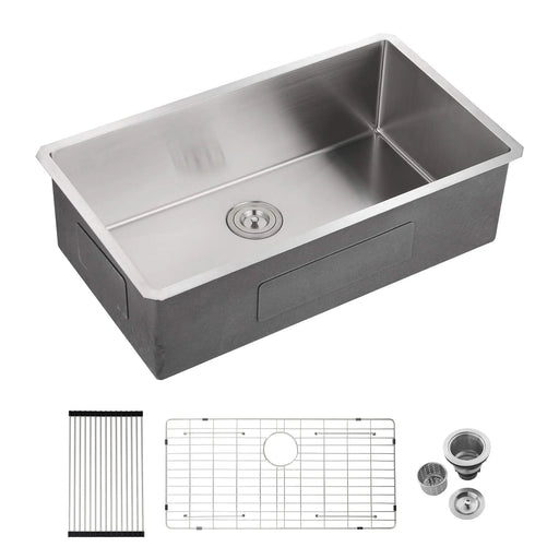 33x19x10'Undermount Single Bowl Stainless Steel Kitchen Sink Default -DTYStore