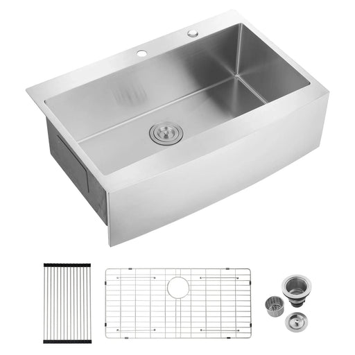 33x22x10'Farmhouse Apron Single Bowl Stainless Steel Kitchen Sink Default -DTYStore
