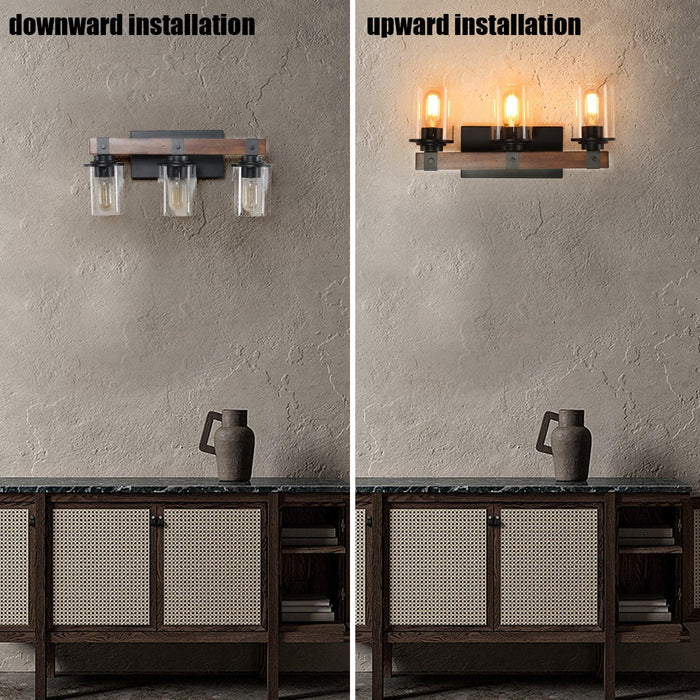 3-Lights Farmhouse Vanity Lights Fixture Rustic Bathroom Light Fixture Bathroom Sconce (Without Bulbs)