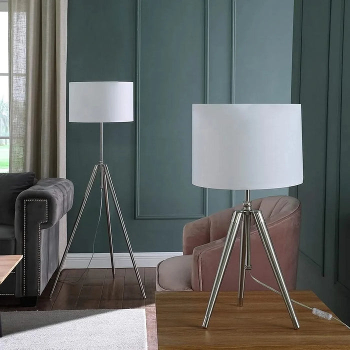 34.25' - 29.25' In Mid-Century Adjustable Tripod Chrome/Silver Metal Table Lamp Default -DTYStore