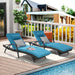 Outdoor Wicker Long Reclining Chair Set of 2 with Cushions, Wicker Reclining Lounge Chair Lawn Sunbathing Chairs Recliner up to 150° Beach Poolside Garden - DTYStore