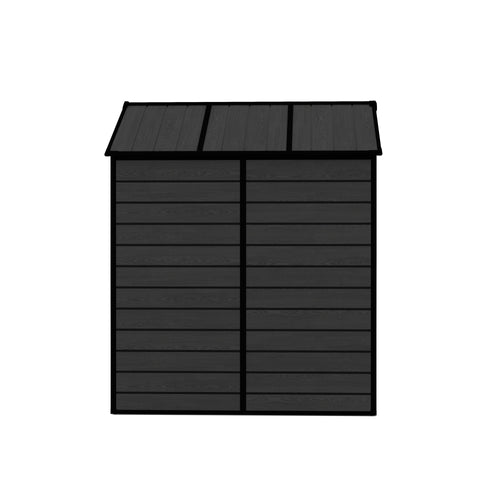 Campcraft 6*6ft resin storage shed, high quality pp material, strong structure, waterproof, rust and UV proof, large storage space, 12mm thick pp board, HD window lighting Black wood grain color - Image 20