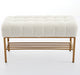 End of Bed Bench with Shelf, Teddy fabric Upholstered Storage Shoe Bench, Modern Bedroom Bench with Metal Legs for Living Room, Entryway, Dining Room, 300 LB, Linen Color(White)