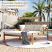 Outdoor Daybed, Patio Daybed with Four Pillows, Wooden Outdoor Bed with Curved Armrests for Poolside, Backyard, Garden (Light Teak+Beige Cushion) - DTYStore