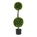 34' Artificial Topiary Boxwood Tree Double Ball with Pot, Set of 2 Default -DTYStore