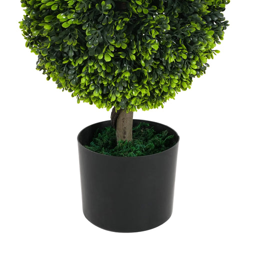 34' Artificial Topiary Boxwood Tree Double Ball with Pot, Set of 2 Default -DTYStore