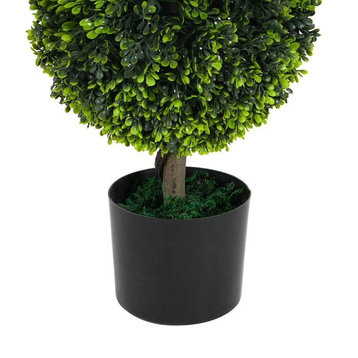 34' Artificial Topiary Boxwood Tree Double Ball with Pot, Set of 2 Default -DTYStore