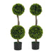 34' Artificial Topiary Boxwood Tree Double Ball with Pot, Set of 2 Default -DTYStore