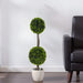 34' Artificial Topiary Boxwood Tree Double Ball with Pot, Set of 2 Default -DTYStore