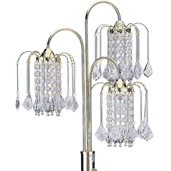 34' Tall Metal Table Lamp with Brass finish, 3 Crystal Chandelier Lights Default -DTYStore