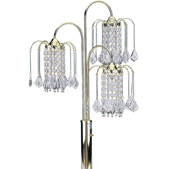 34' Tall Metal Table Lamp with Brass finish, 3 Crystal Chandelier Lights Default -DTYStore