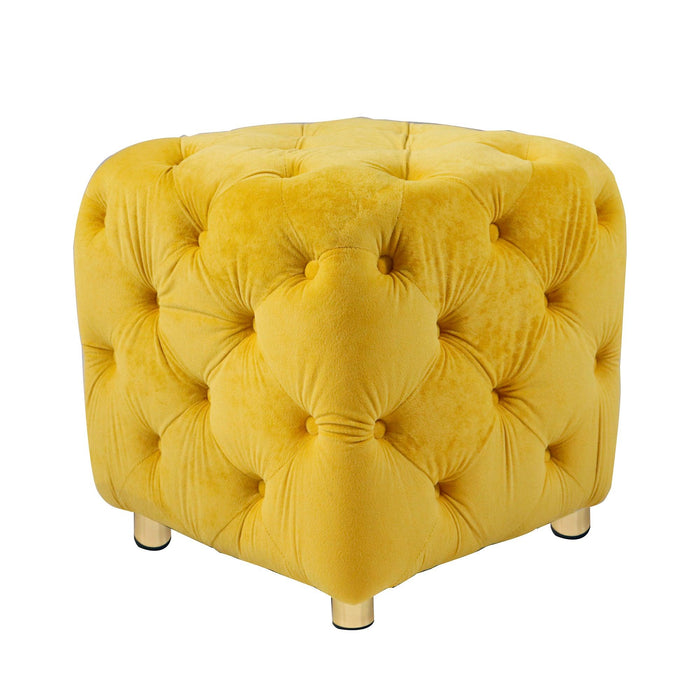 Yellow Modern Velvet Upholstered Ottoman, Exquisite Small End Table, Soft Foot Stool,Dressing Makeup Chair, Comfortable Seat for Living Room, Bedroom, Entrance - DTYStore