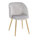Fran Pleated Waves Contemporary Chair in Gold Metal and Pleated Silver Velvet Waves by LumiSource - Set of 2 - DTYStore