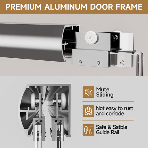 Aluminum Frame Double Sliding Soft-Close Shower Door with Chrome Finish, 1/4 Inches Tempered Glass and Dual 304 Stainless Steel Handles, 56-60 inches W x 72 inches H - Image 7